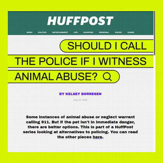 Screen shot of Huffington Post article that says Should I call the police if I witness Animal Abuse?